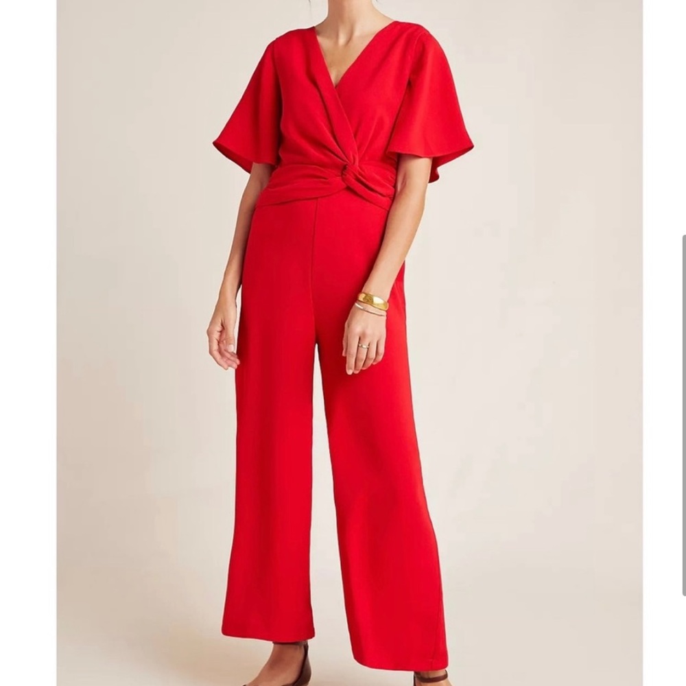Harlyn Red Front Twist Jumpsuit